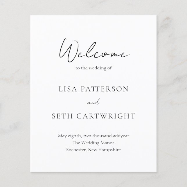 Simple Elegant Classic Budget Wedding Program (Front)