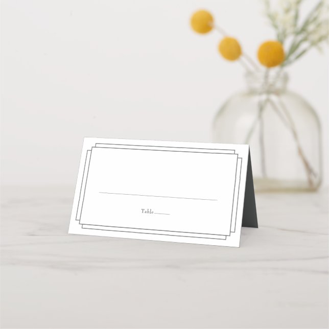 Simple Elegant Classic Deco Grey Wedding Place Card (Front)
