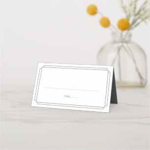 Simple Elegant Classic Deco Grey Wedding Place Card