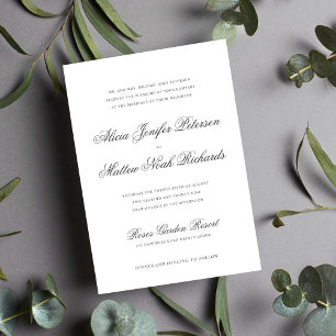 Simple elegant classic formal calligraphy wedding invitation