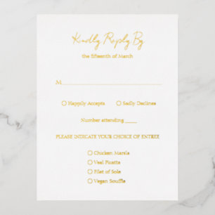 Simple Elegant Classic Gold Foil Wedding RSVP Card
