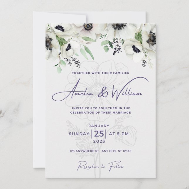 Simple,elegant,classic,modern,caligraphiy script invitation (Front)