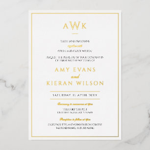 Simple Elegant Classic Monogram Wedding Gold