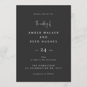 Simple Elegant Classic Wedding Black Matte Script Invitation