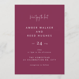 Simple Elegant Classic Wedding Burgundy Script Invitation