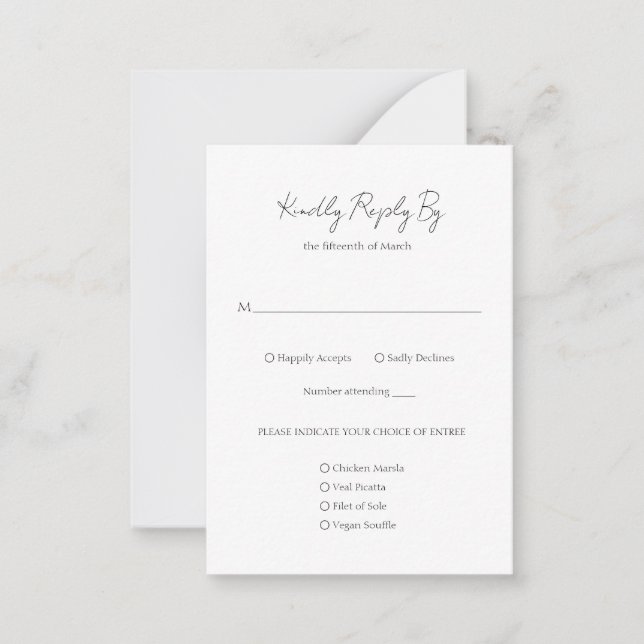 Simple Elegant Classic Wedding Mini RSVP Card (Front)