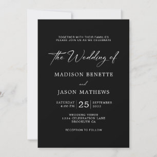 Simple Elegant Classy Black Photo Wedding Invitation