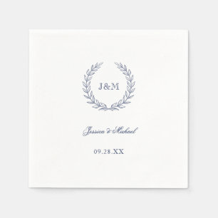 Simple Elegant Classy Navy Blue Monogram Wedding Napkin