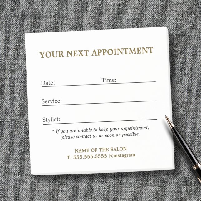 Simple Elegant Clean Salon Appointment Post-it Notes (Creator Uploaded)
