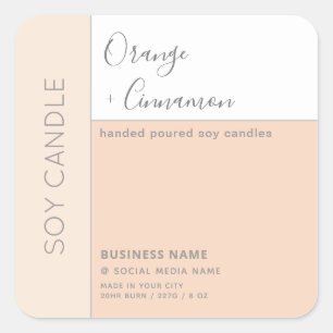 Simple elegant colour block typography soy candle square sticker