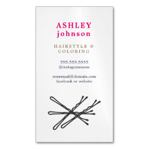Simple Elegant Colourful Fonts Hair Pins Hair Magnetic Business Card