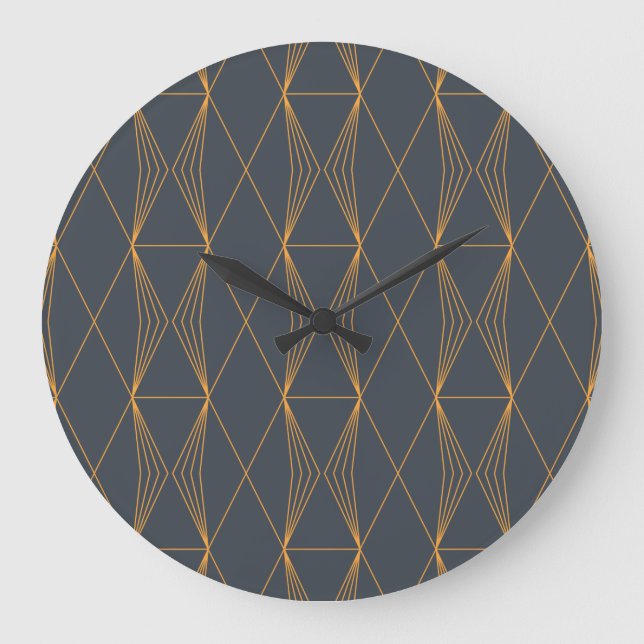 Simple, elegant, cool, trendy line graphic pattern large clock (Front)