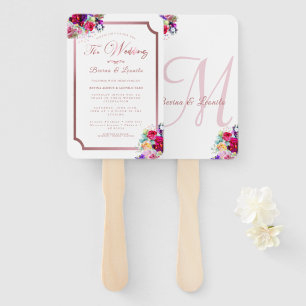 Simple Elegant Coral Floral   Modern Wedding Hand Fan