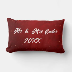  Simple Elegant Couple 1st Christmas Crimson  Lumbar Pillow