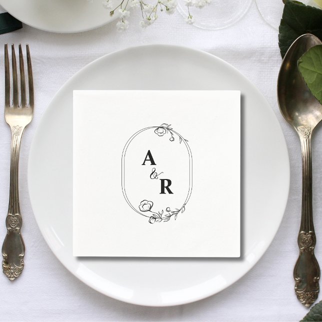 Simple Elegant Couple Initials Wedding Napkin (Creator Uploaded)
