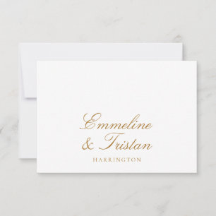 Simple Elegant Couple Names Gold Script Monogram Card