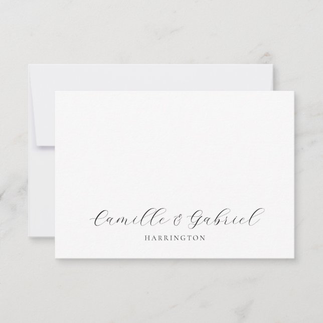 Simple Elegant Couple Names Script Monogram Card (Front)