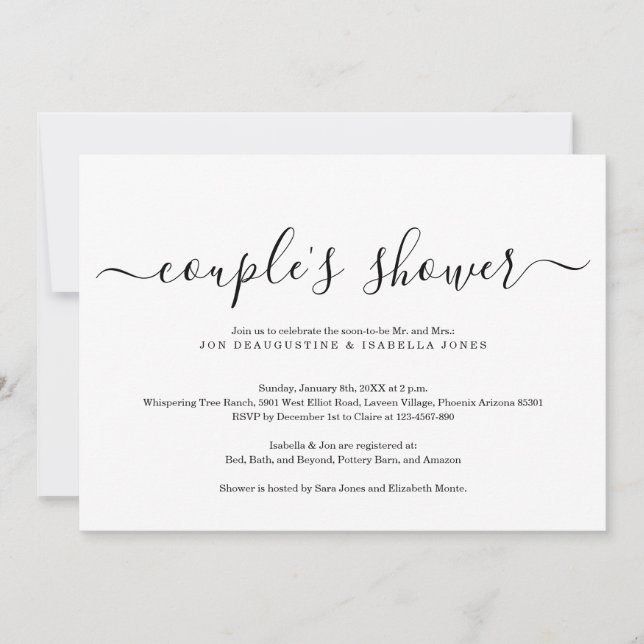 Simple Elegant Couple's Shower Invitation (Front)