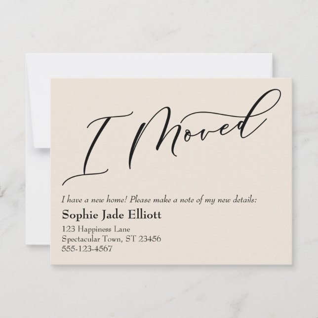 Simple Elegant Cream I Moved New Address Card (Front)
