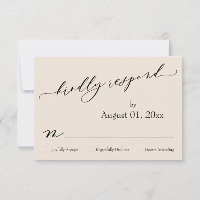 Simple, Elegant, Cream Kindly Respond RSVP Card (Front)