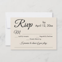 Simple Elegant Cream Song Request Wedding RSVP