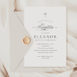 Simple Elegant Cross Calligraphy Baptism Invitation<br><div class="desc">Elegant Black and White Cross Calligraphy Baptism Invitation features a delicate modern cross,  paired with modern type and beautiful calligraphy script.</div>