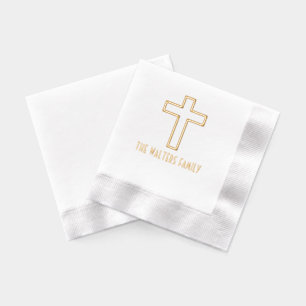 Simple Elegant Cross Family Name Foil Napkins