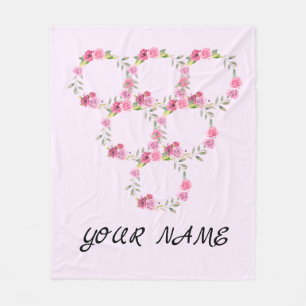 Simple elegant custom add your name floral wreath  fleece blanket
