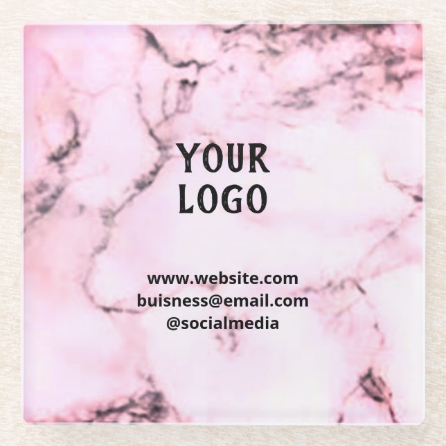 Simple elegant custom add your name marble   stone glass coaster (Front)