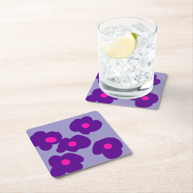 Simple elegant custom add your name marble   stone square paper coaster (Insitu)