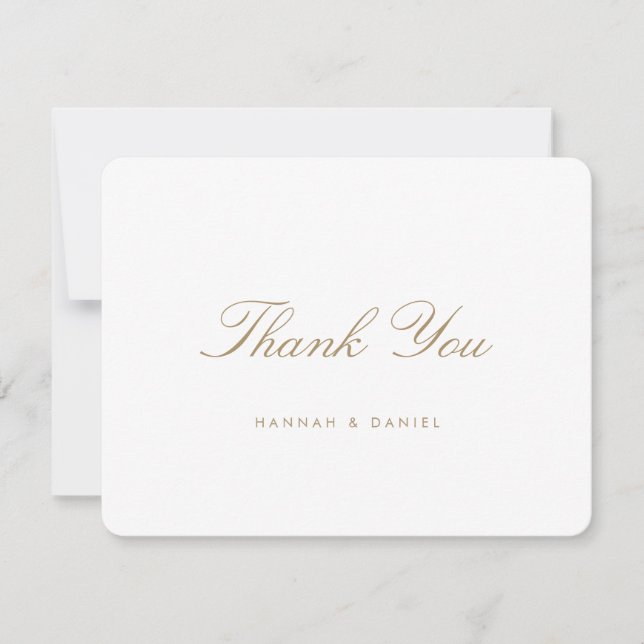 Simple Elegant Custom Gold Script Thank You Card (Front)