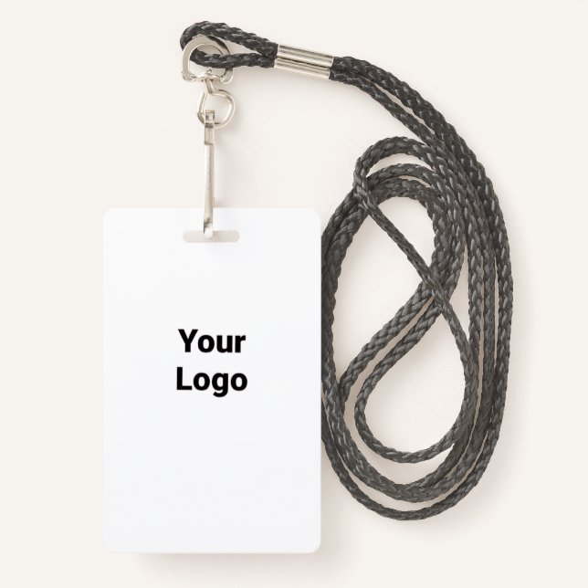 Simple elegant custom logo here company  throw pil badge (Front with Lanyard)