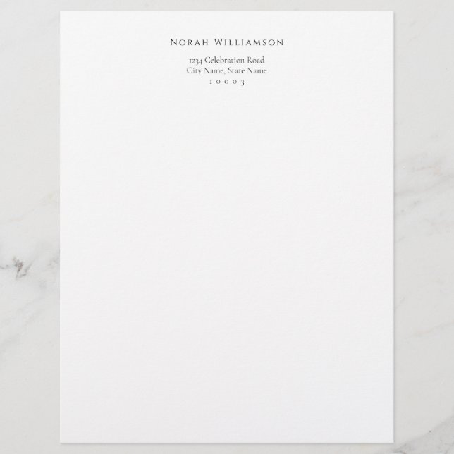 Simple Elegant Custom Name Personal Professional Letterhead (Front)