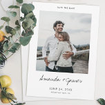 Simple Elegant Custom Photo Engagement Wedding Save The Date<br><div class="desc">This simple, stylish modern photo wedding save the date flat card template features your names in a lively handwriting script beneath your photo. It looks great with either sharp or rounded corners, try both looks in editing mode to see which grabs you! You might choose to change the font, punctuation...</div>
