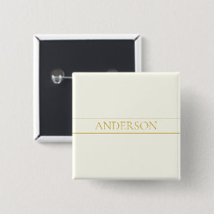 Simple Elegant Customizable Text   Gold Off White 2 Inch Square Button