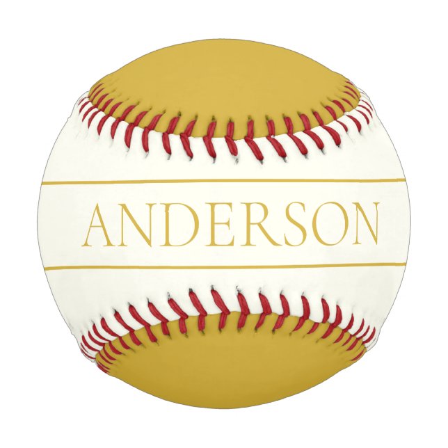 Simple Elegant Customizable Text | Gold Off White Baseball (Front)