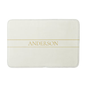 Simple Elegant Customizable Text   Gold Off White Bath Mat