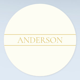 Simple Elegant Customizable Text   Gold Off White Classic Round Sticker