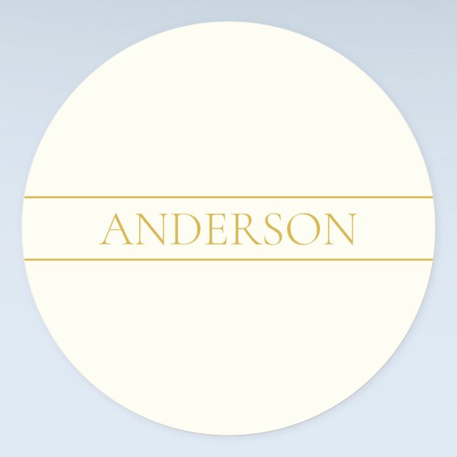 Simple Elegant Customizable Text | Gold Off White Classic Round Sticker (Creator Uploaded)
