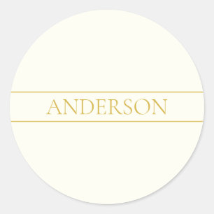 Simple Elegant Customizable Text   Gold Off White Classic Round Sticker