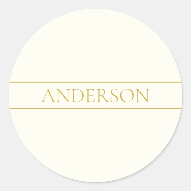 Simple Elegant Customizable Text | Gold Off White Classic Round Sticker (Front)