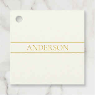 Simple Elegant Customizable Text   Gold Off White Favour Tags
