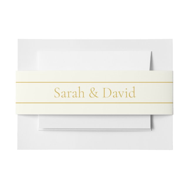 Simple Elegant Customizable Text | Gold Off White Invitation Belly Band (Front Example)