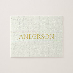 Simple Elegant Customizable Text   Gold Off White Jigsaw Puzzle