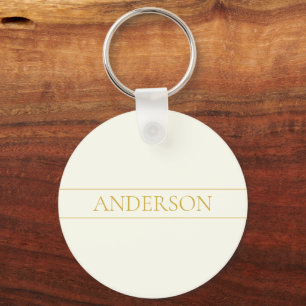 Simple Elegant Customizable Text   Gold Off White Keychain