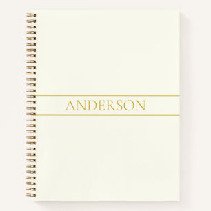Simple Elegant Customizable Text   Gold Off White Notebook