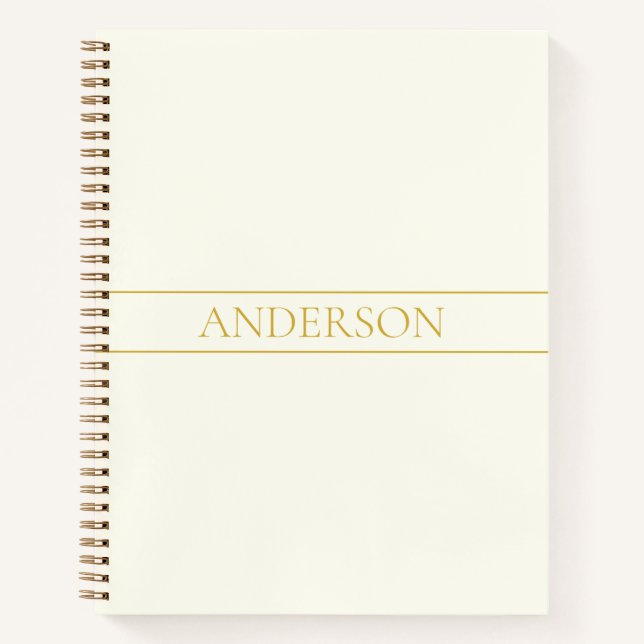 Simple Elegant Customizable Text | Gold Off White Notebook (Front)