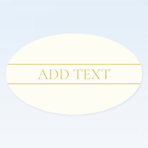 Simple Elegant Customizable Text   Gold Off White Oval Sticker