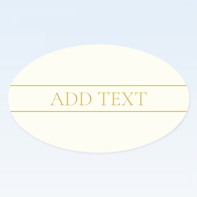Simple Elegant Customizable Text | Gold Off White Oval Sticker (Creator Uploaded)