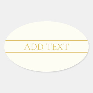 Simple Elegant Customizable Text   Gold Off White Oval Sticker